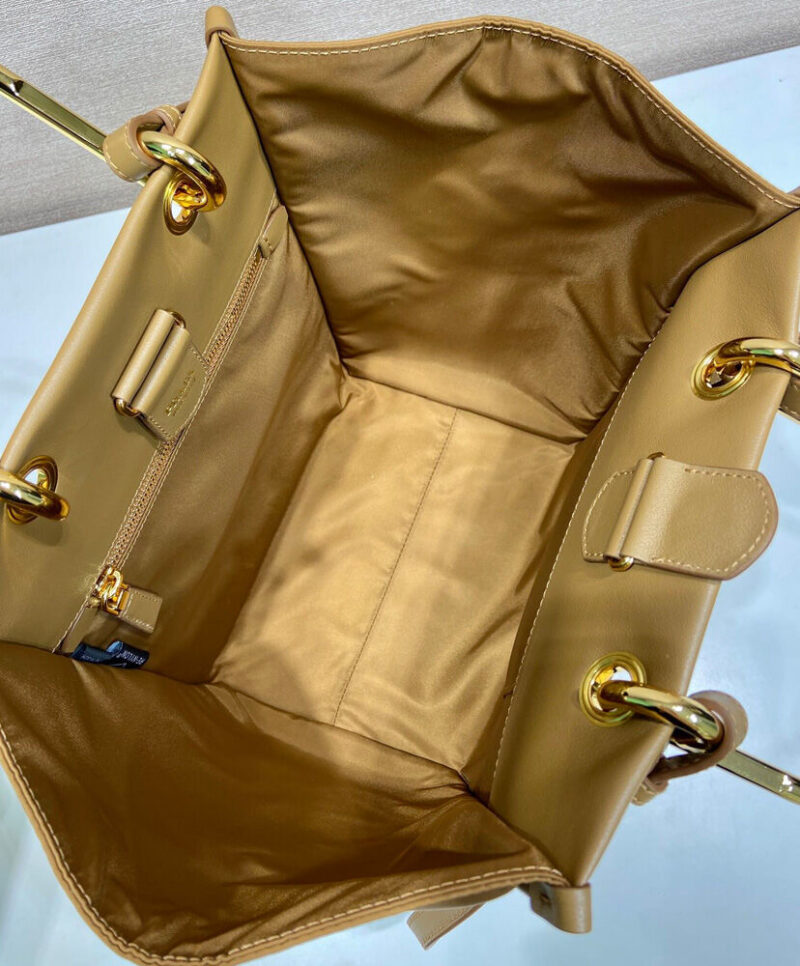 Prada Medium Re-Nylon And Leather Tote Bag Coffee